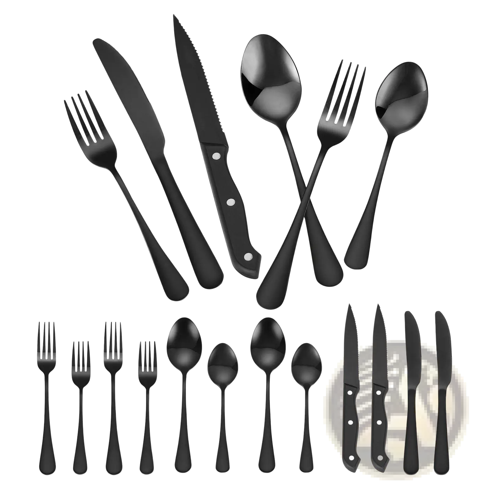 48-piece Black Stainless Steel Silverware Set for 8